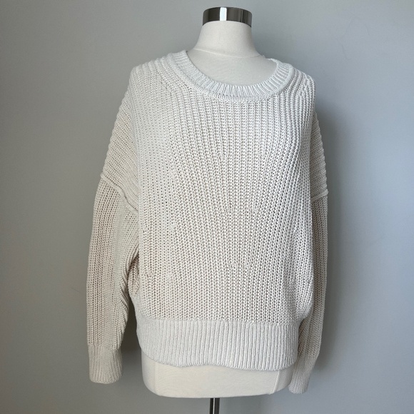 Banana Republic 100% Organic Cotton Chunky Knit Oversized Boxy Sweater Large - Picture 5 of 16